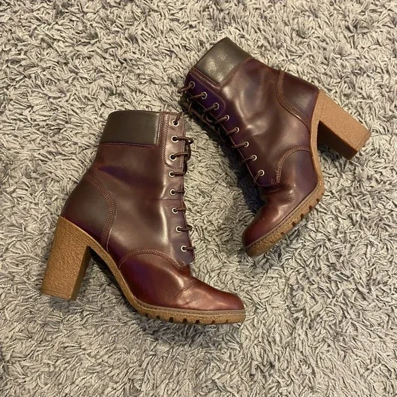 Timberland Women’s Tillston 6 Inch Boot In Burgundy Full Grain Size 9 Lace Up - Picture 6 of 16